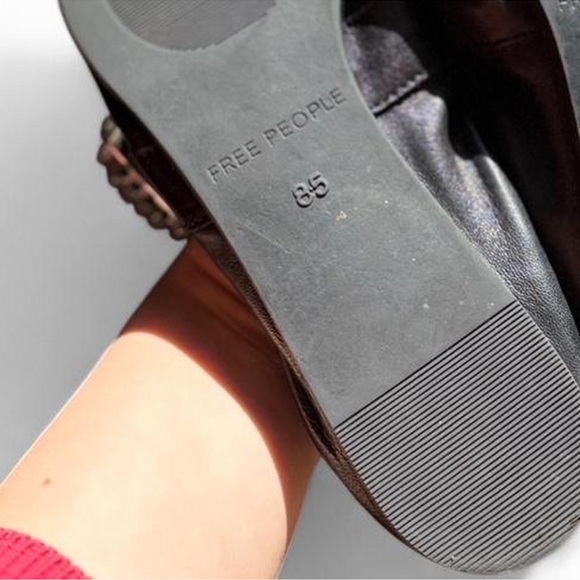 Free People Black Leather Mary Jane Ballet Flats Size 8.5 - Picture 6 of 6